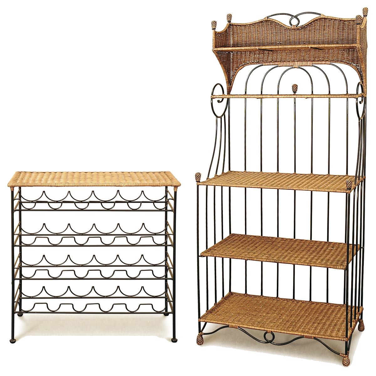 RattanBakersStand&WineRackSet
